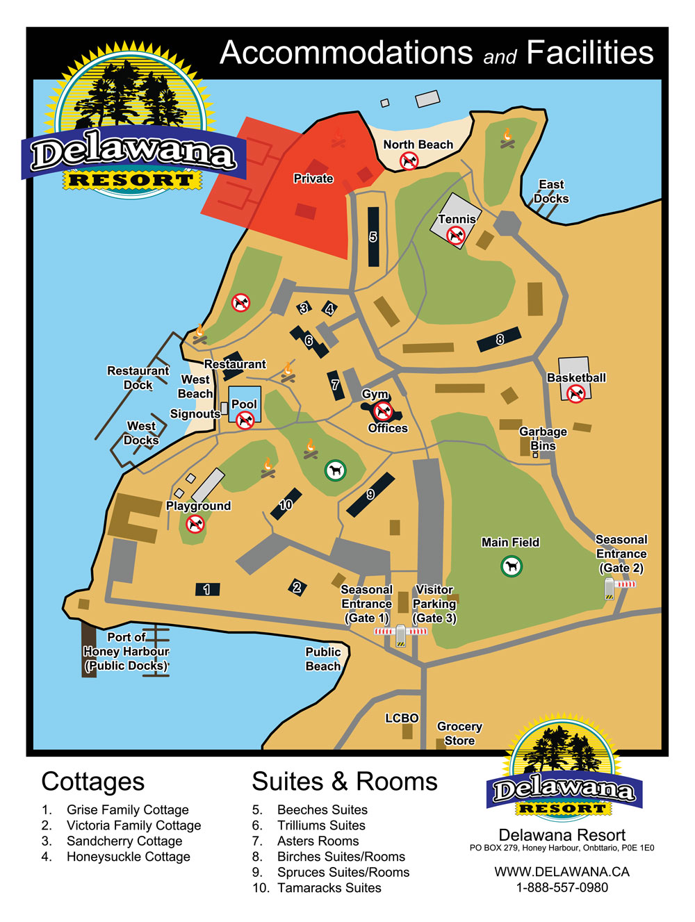 Map of Delawana Resort Muskoka, Ontario